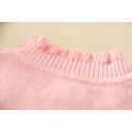 водолазка с воротником-розовая простая свитера вязаная одежда аппликация крошечный цветок полный рукавом зима теплая одежда